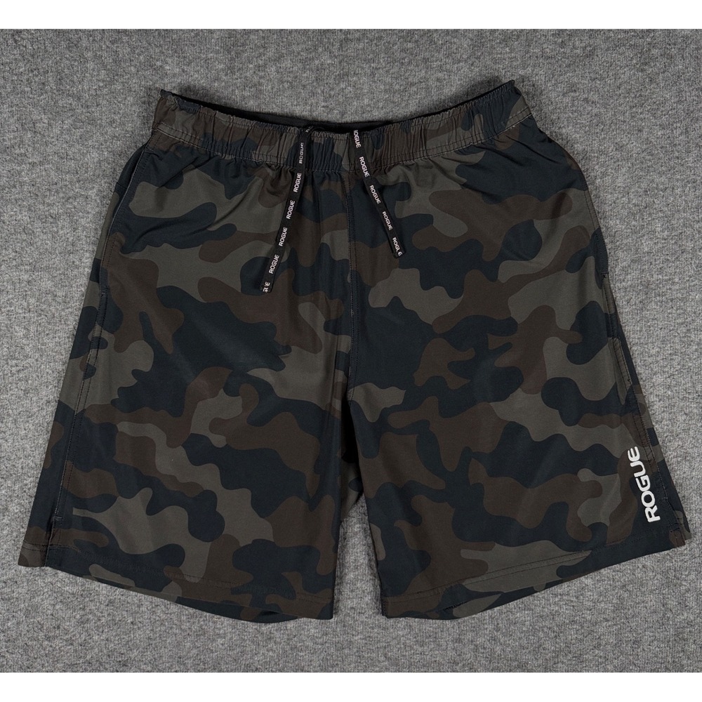 Rogue Training Shorts Mens Large Black Brown Camo Gym Running Crossfit Fitness